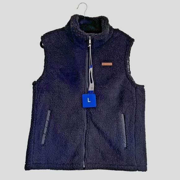 Sage Collective Womens Sz Large Sherpa Fleece Vest With Plaid Lining Zip NEW - Picture 2 of 7